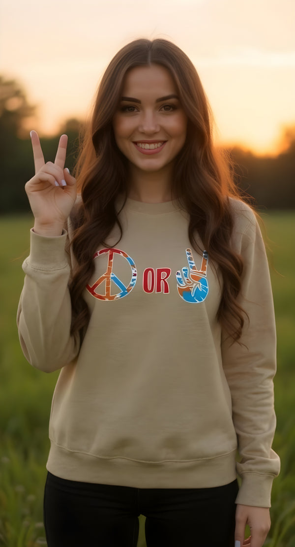 Peace or Peace sweatshirt Tan