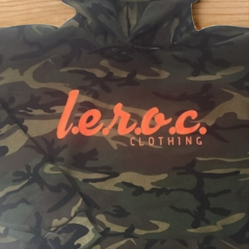 l.e.r.o.c. clothing camo hoodie flo orange