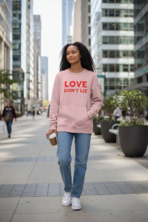 l.e.r.o.c. clothing "Love Don't Lie " pocket sweatshirt pink