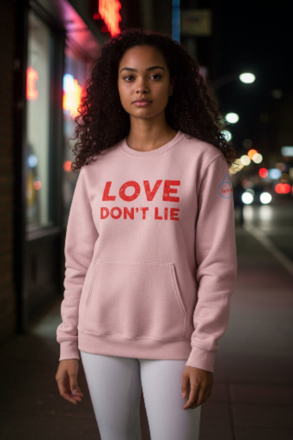 l.e.r.o.c. clothing "Love Don't Lie " pocket sweatshirt pink