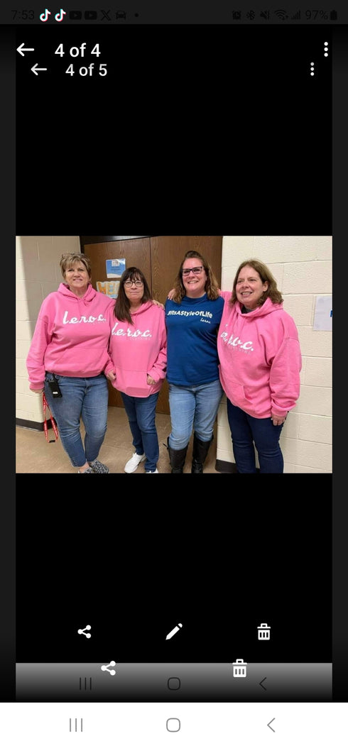 l.e.r.o.c clothing hoodie pink/white