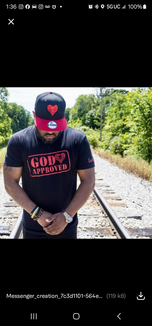 "God Approved " Tee black/red