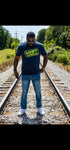 "God Approved " Tee Navy/Neon Yellow