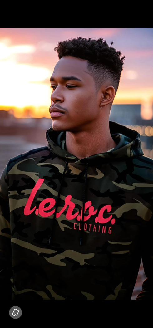 l.e.r.o.c. clothing camo hoodie flo orange