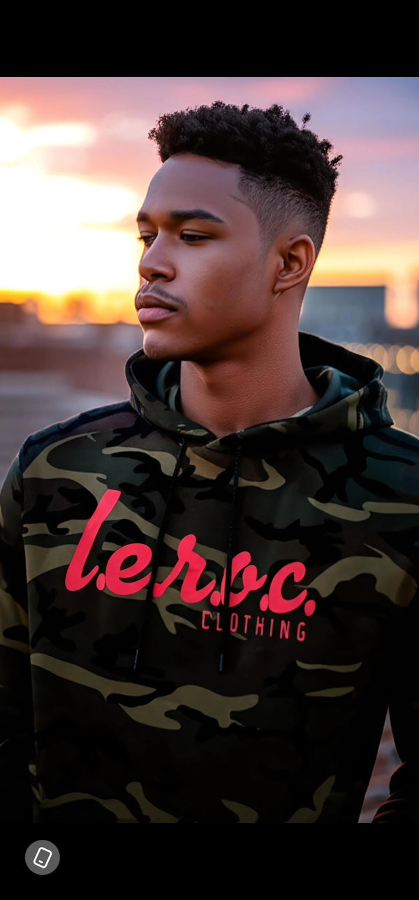 l.e.r.o.c. clothing camo hoodie flo orange