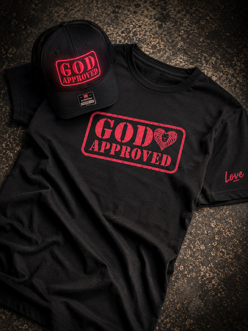 "God Approved " Tee black/red