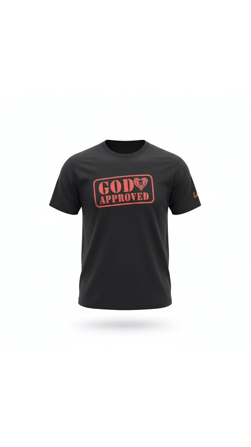 "God Approved " Tee black/red