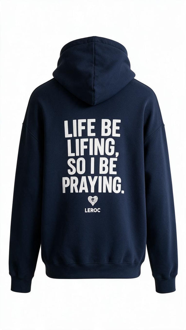 l.e.r.o.c. clothing "LIFE BE LIFING " hoodie b/w