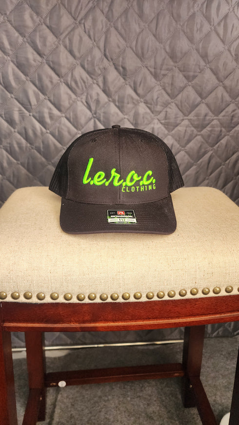 L.e.r.o.c. clothing trucker hat blk/neon green