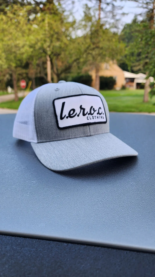 l.e.r.o.c. trucker hat grey/blk patch