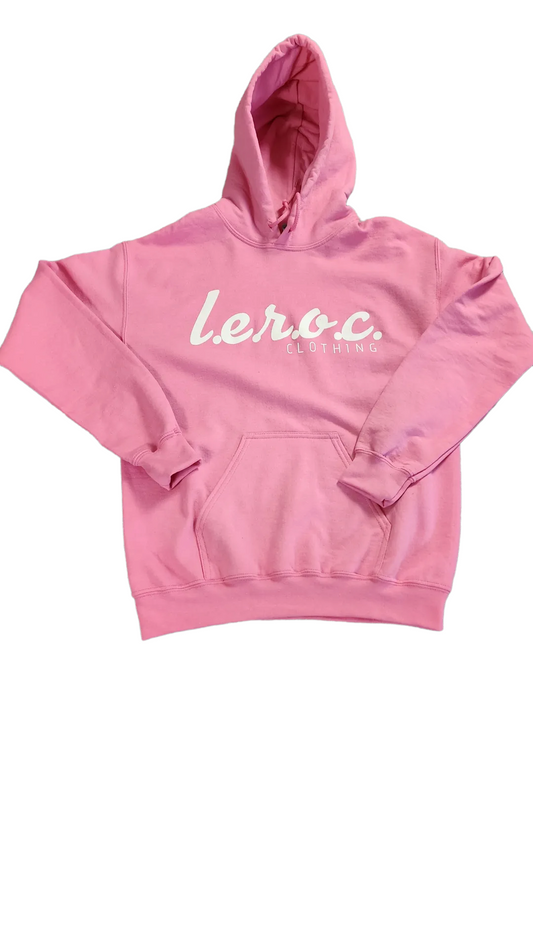 l.e.r.o.c clothing hoodie pink/white